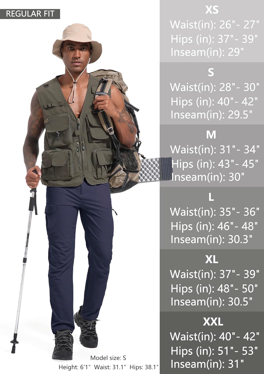 Men's Hiking Cargo Pants Waterproof Lightweight Quick Dry 6 Pockets Stretch Work Fishing Travel Outdoor Pants - Image 6