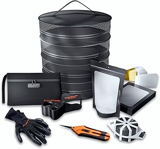 Grow Tent Accessories Kit 9-in-1 - Indoor Plant Care Tools with Pruning Shears, 30X-60X Magnifier, Drying Rack, Airtight Storage Bags & Gloves for Hydroponics/Indoor Gardening