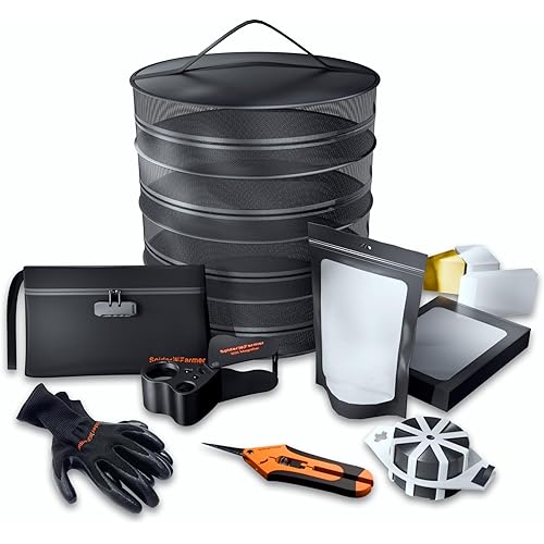 Spider Farmer Grow Tent Accessories Kit 9-in-1 - Indoor Plant Care Tools with Pruning Shears, 30X-60X Magnifier, Drying Rack, Airtight Storage Bags & Gloves for Hydroponics/Indoor Gardening