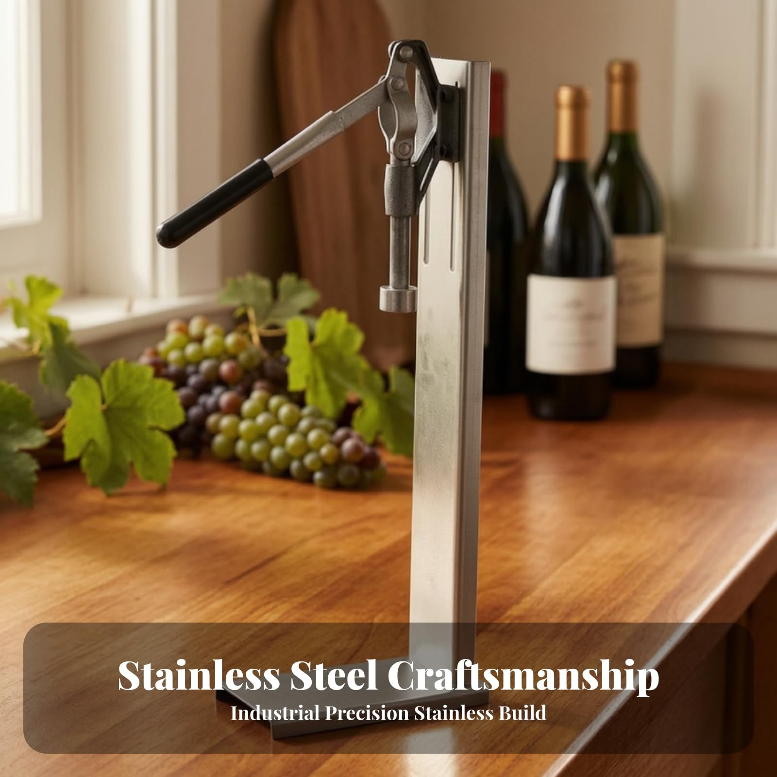 Tappatrice Manuale in Acciaio Inox | Tappatrice a Colonna, Regolabile, Tappatore da Pamento, per Produzione Artigianale, Birrai Artigianali