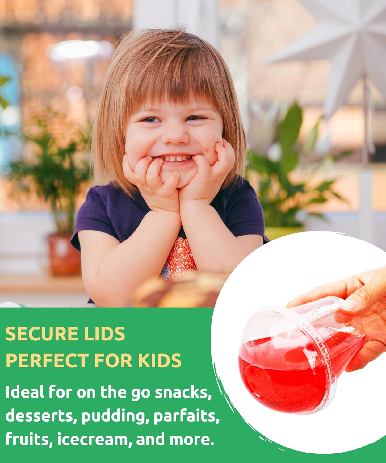 Clear Plastic Cups with Lids, 30 Sets Fruit Cups for Party,