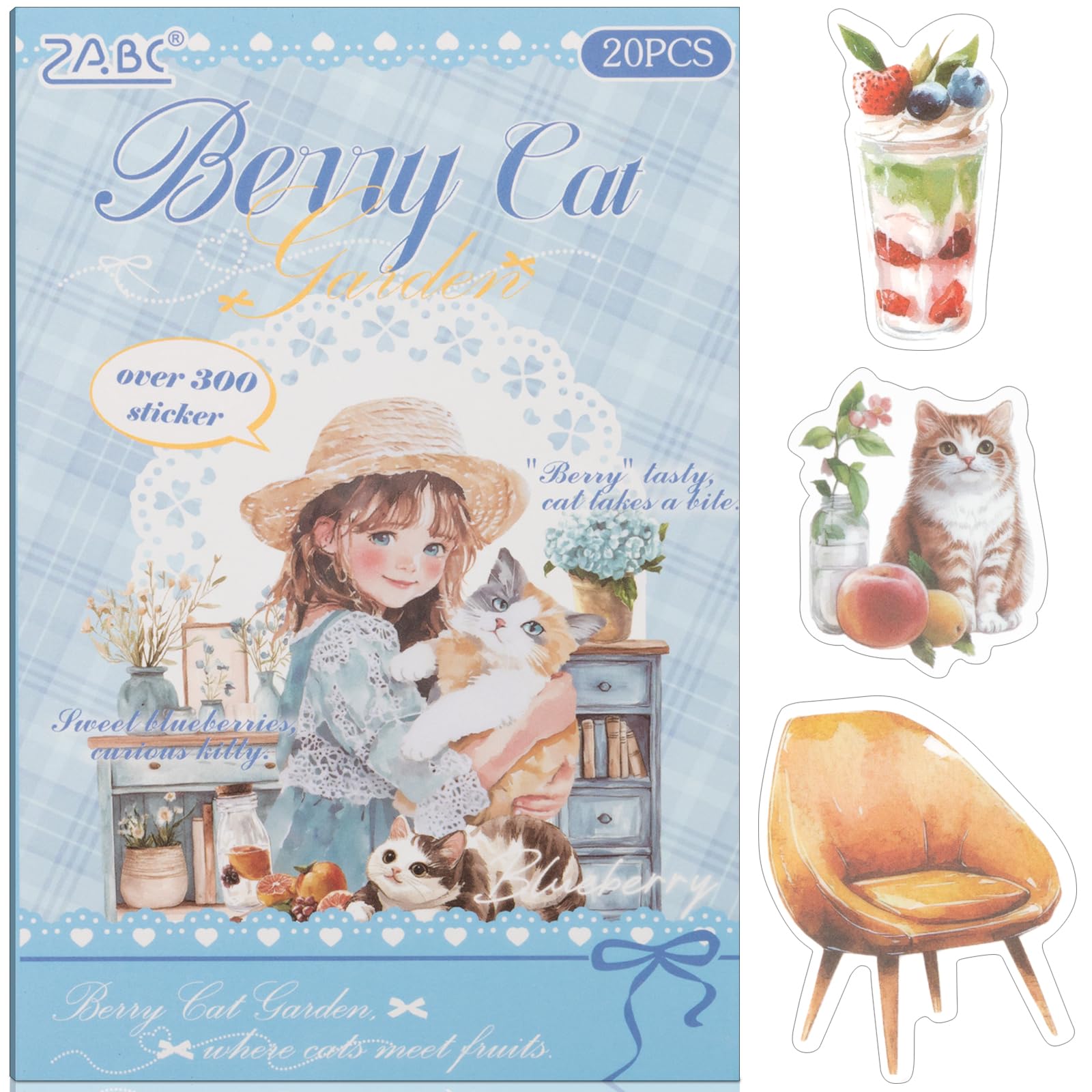 Cat Series Sticker Scrapbooking Supplies for Junk Journal, 20 Sheets PET Stickers โ image 1
