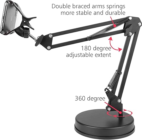 Miniatura 2 de Chromlives Soporte de teléfono superior - Soporte de brazo articulado con base, soporte ajustable para teléfono y tableta 360 grados