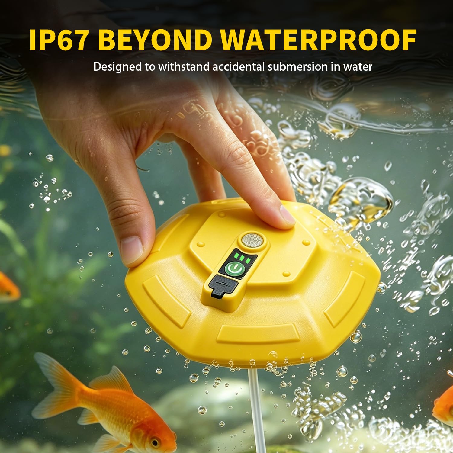 Aireador flotante para cubo de cebo burbujeante, IPX7, impermeable, recargable, pececillo vivo, aireador con carga magnética, aireador portátil para sujeción de peces