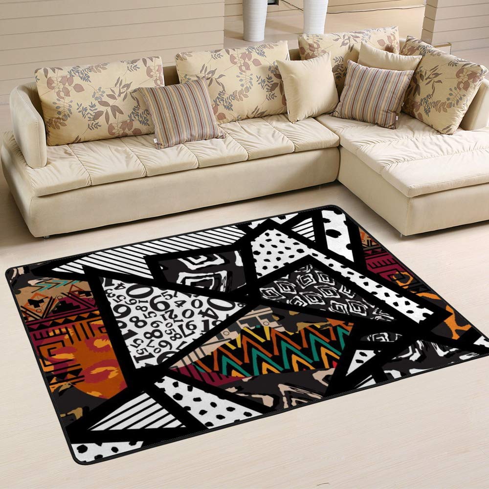 Tapis triangles africains pour réchauffer un salon froid et impersonnel