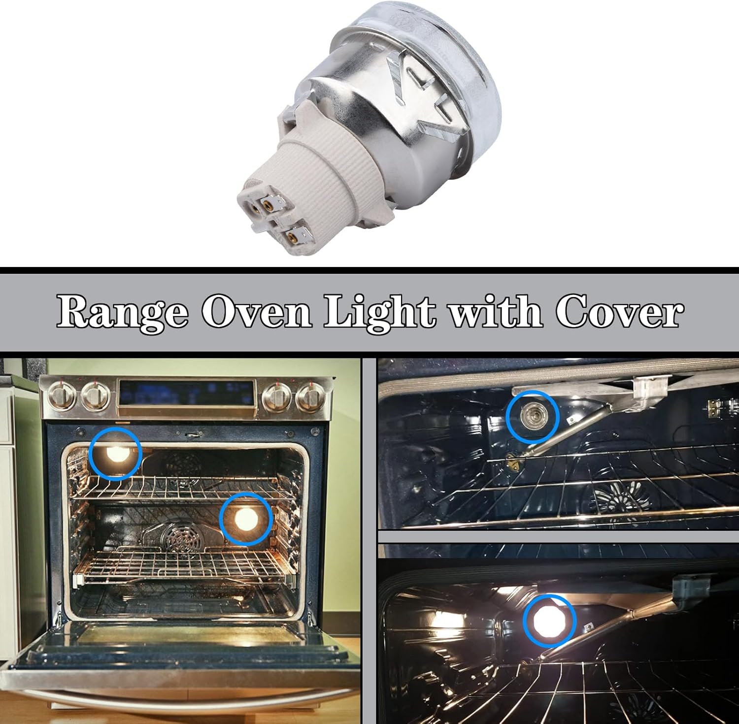 Oven Lamp Bulb Assembly Fit for Samsung Gas/Electric Range Replace DG97-00083A 2088062 AP4337073 PS4241698, Range Oven Light with Cover