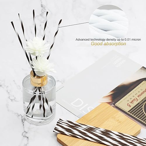 Miniatura 36 de VFULIE 100 varillas difusoras de junco, varillas de madera de ratán natural de 10 pulgadas, aceite esencial, difusor de aroma, repuesto