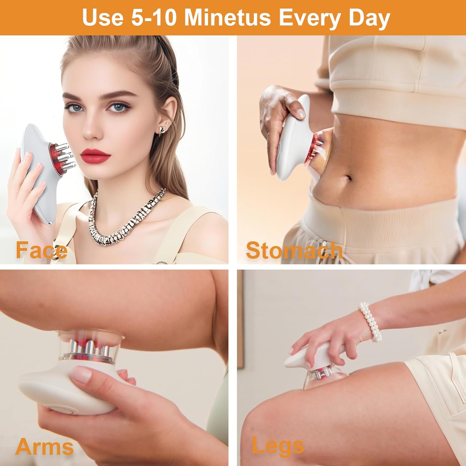 Body Sculpting Machine, Professional Cordless Handheld Massager Electric Cupping Therapy Massager – for Belly, Waist, Arms, Leg, Home Tool for Women (White) - Image 4