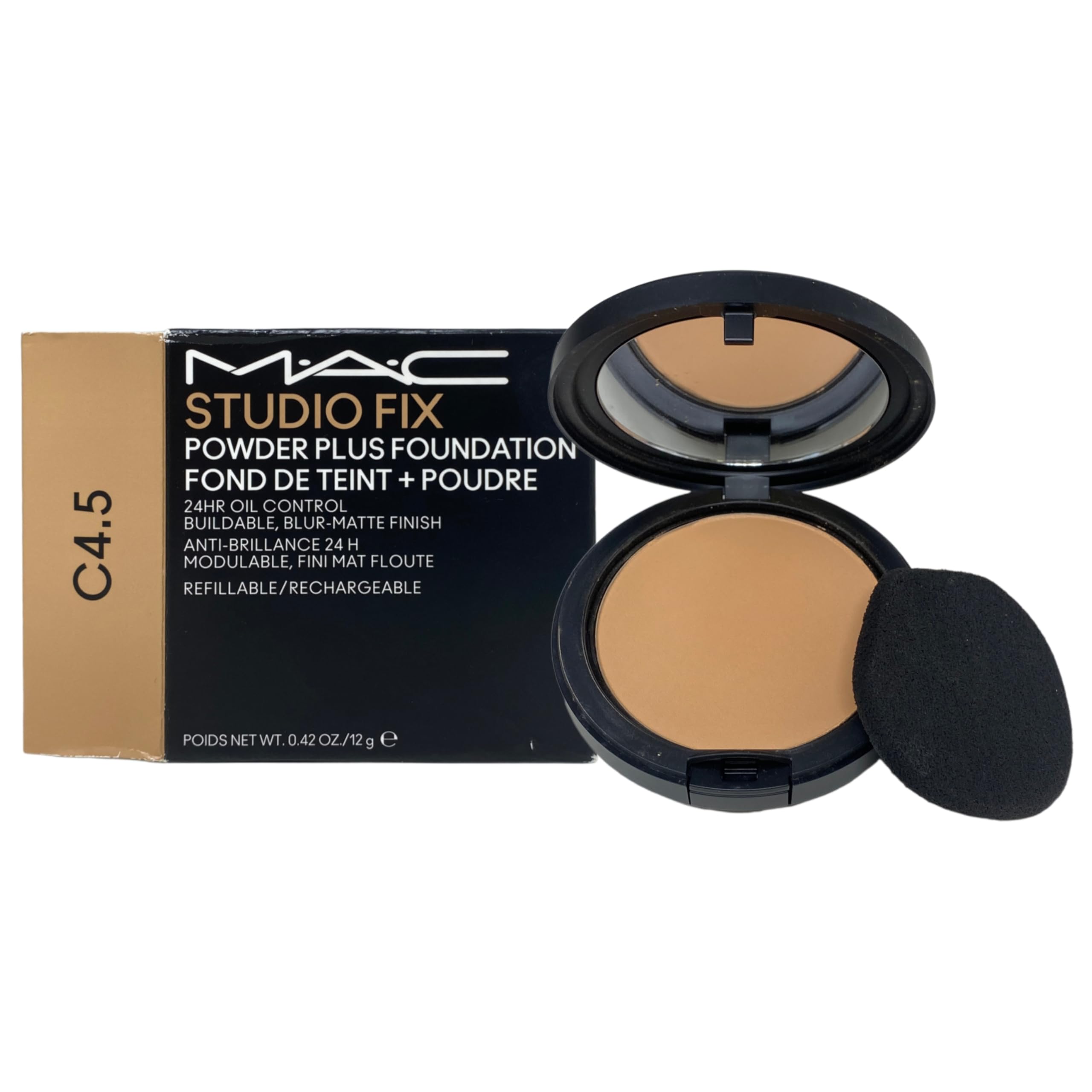 M.A.C Studio Fix Powder Plus Foundation 24 hr Oil Control Refillable - C4.5 (medium with neutral undertones) .42 Oz / 12g