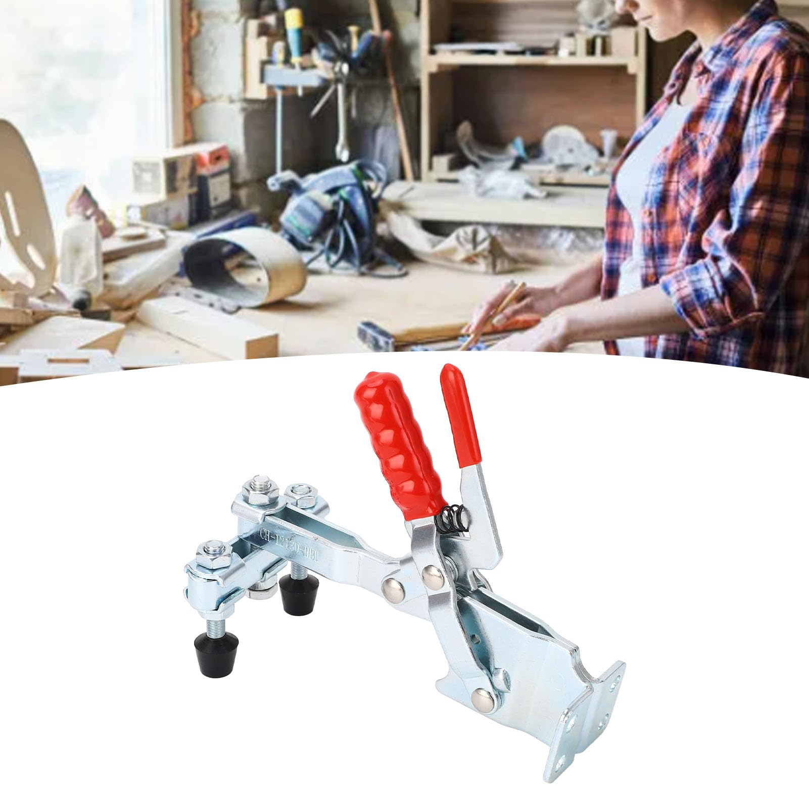 Cocoarm Pince Verticale à Dégagement Rapide, Pince à Bascule Verticale en Acier à Haute Teneur en Carbone, Force de Serrage de 227 Kg, Double Tête, Double Poignée, à Bascule de Maintien Réglable