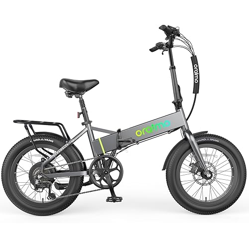 Oraimo 750W Electric Bike for Adults(Peak 1000W), SGS-Certified 48V 12Ah Removable Battery Up to 50 Miles, 3.5H Fast Charge, 20" Fat Tire Folding Ebike, 7 Speed Gear, Shock Absorbing Seat