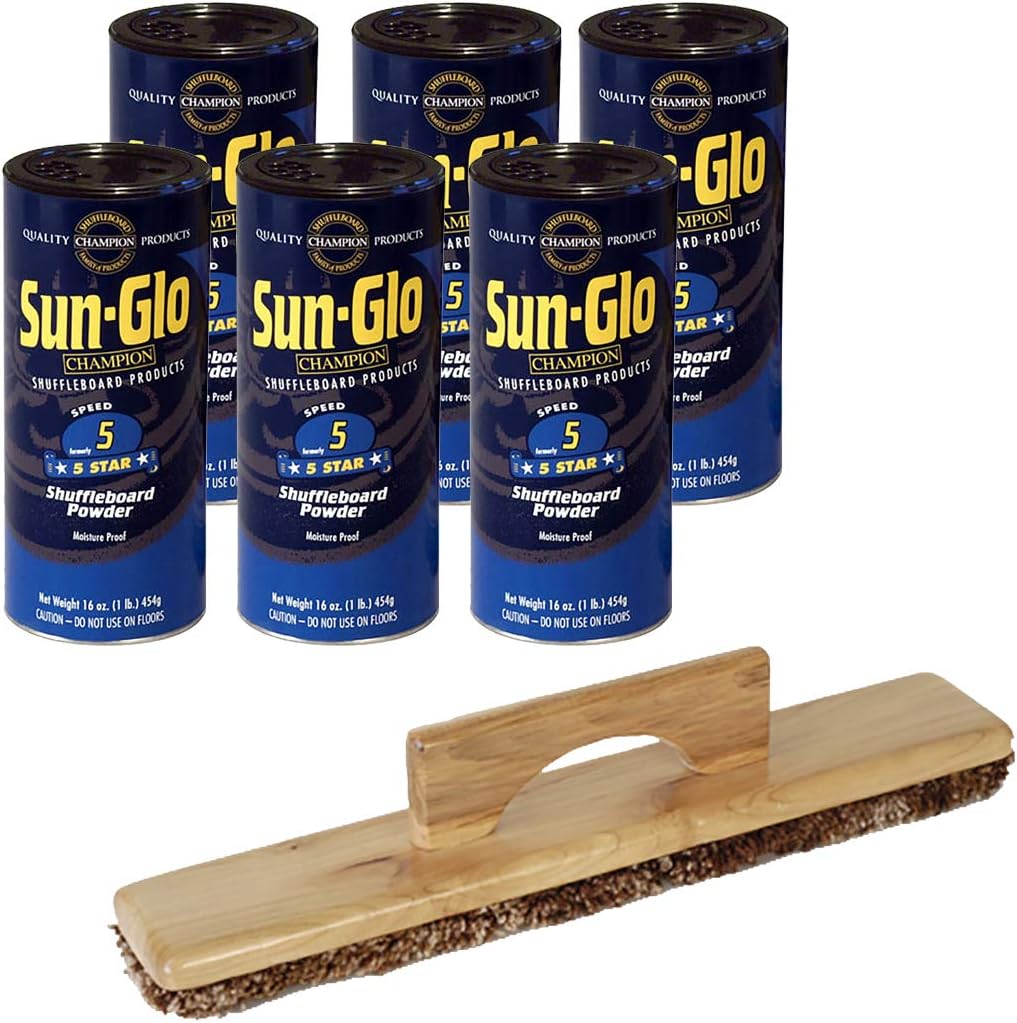 Sun-Glo 6 Cans #5 5 Star Wax and 1 Shuffleboard Sweep