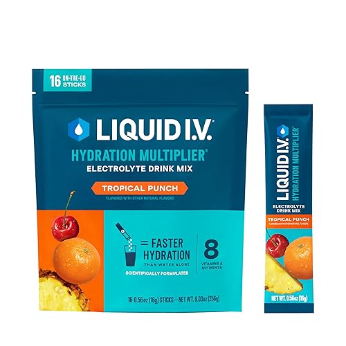 Liquid I.V.® Multiplicador de hidratación - Tropical Punch | Mezcla de bebida en polvo con electrolitos | 1 paquete (16 porciones)