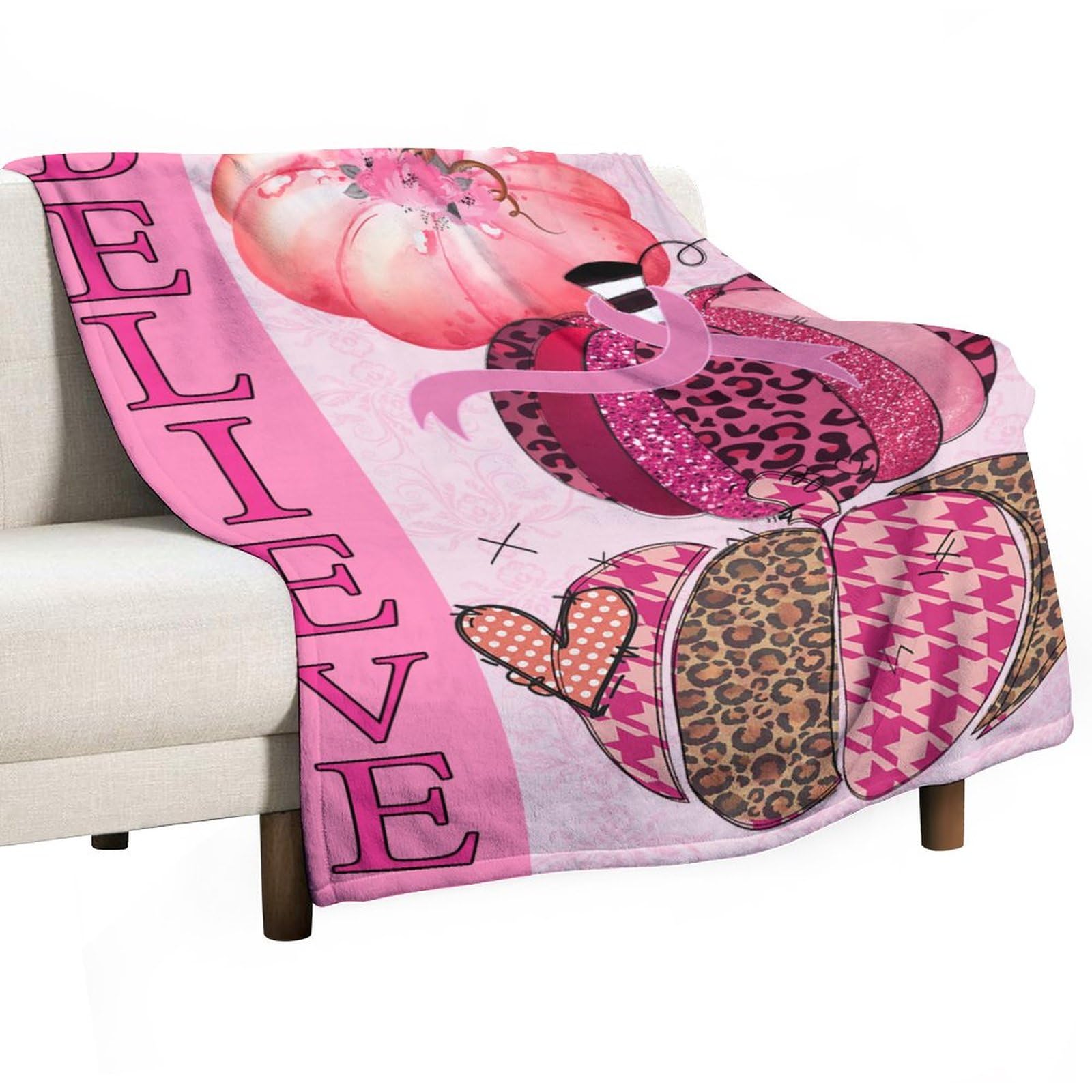 Couverture cancer du sein ruban rose pour femme plaid canapé doux 150x200 cm