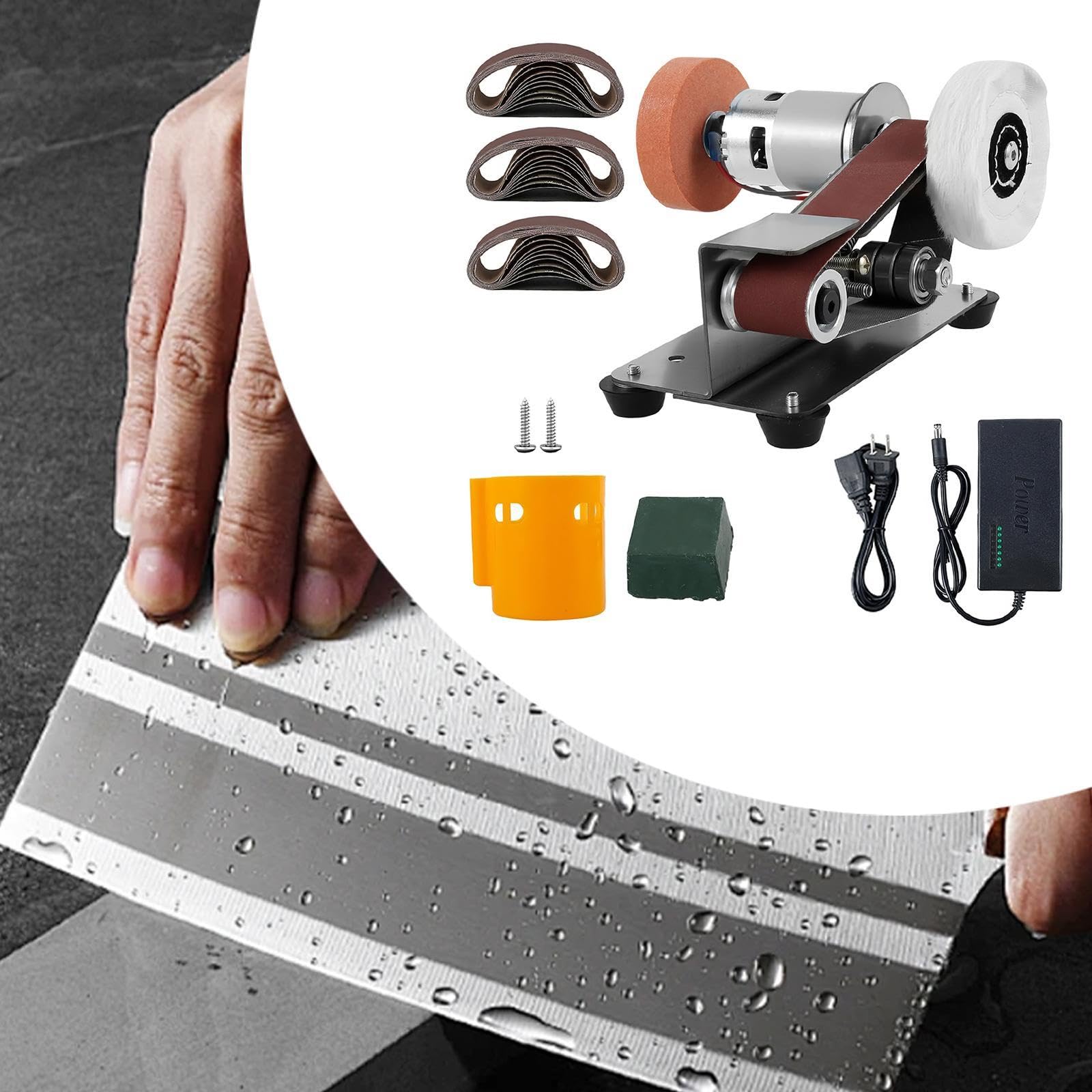 Mini Belt Sander, Knife Sharpener Power Tool Sander Compact Sturdy Sharpener Tool, Polishing Grinding Machine,