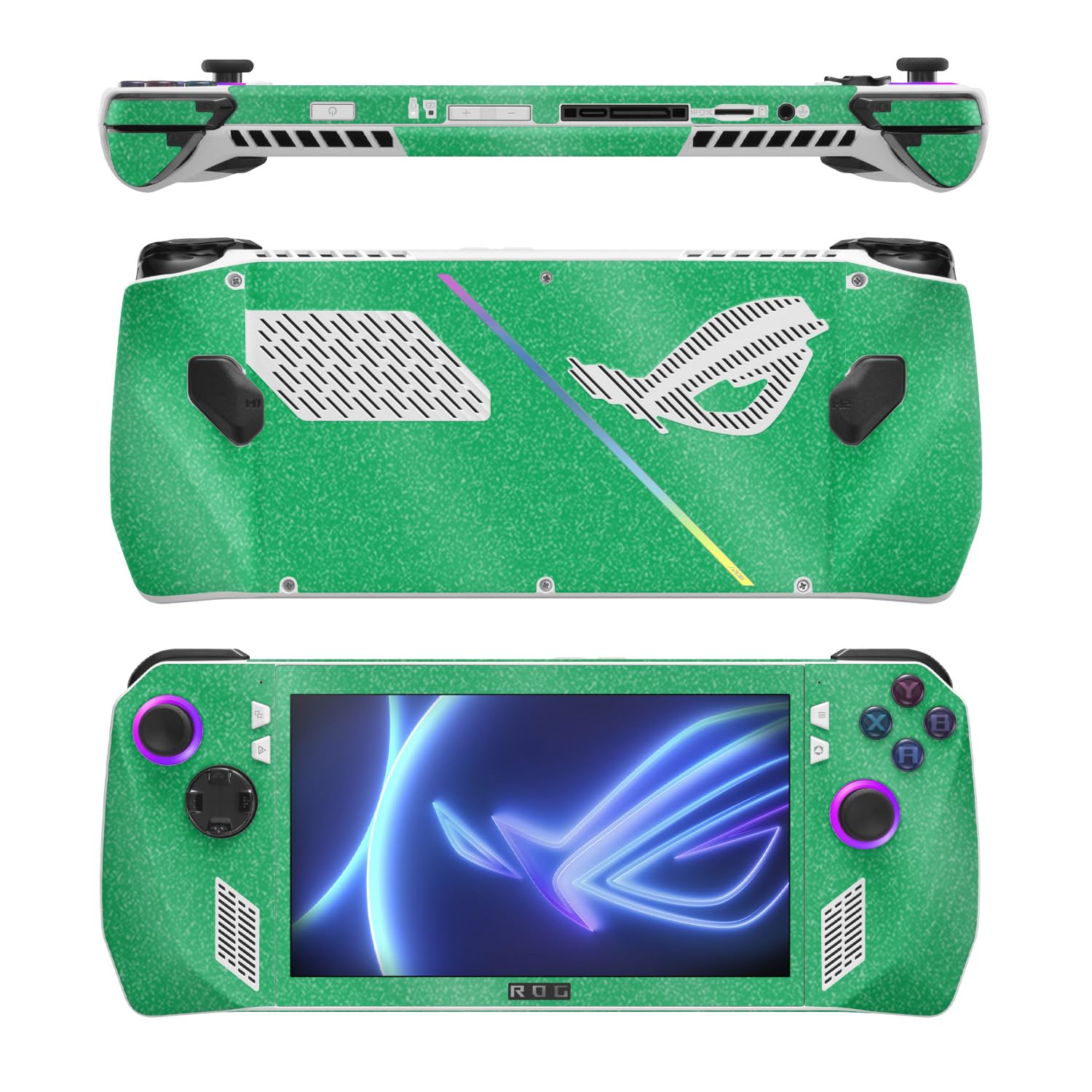 MightySkins Glossy Glitter Skin Compatible with Asus ROG Ally - Solid Green | Protective, Durable High-Gloss Glitter Finish | Easy to Apply
