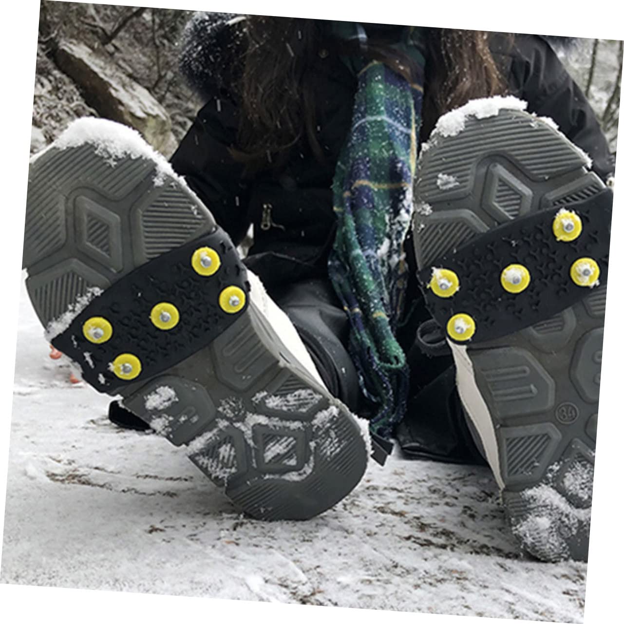 Mikikit Crampons Chaussures Tpe Noirs, 2 Paires, Antidérapants Hiver