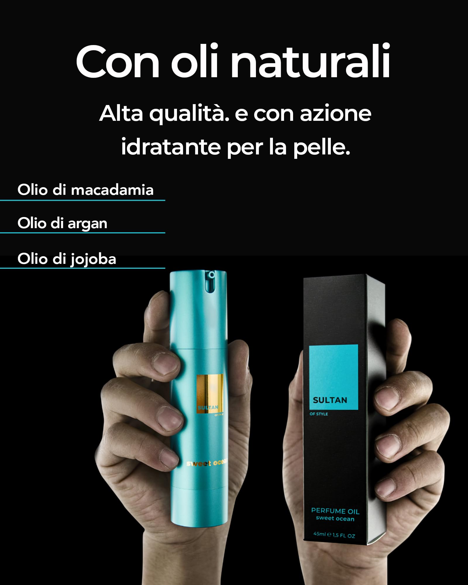 Sultan of Style Sweet Ocean Perfume d'olio Uomo I Profumo fresco e dolce I 100% senza alcool I Olio essenziali idratanti I Regalo da uomo I Profumo uomo