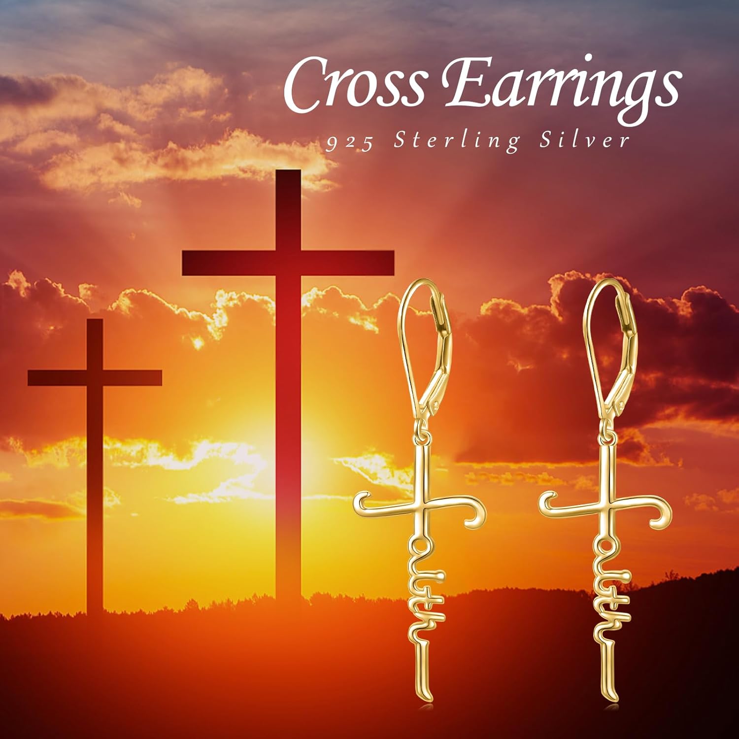 925 Sterling Silver Infinity Love of God Simple Dainty Faith Cross Dangle Earrings Religious Gift for Women - Image 5