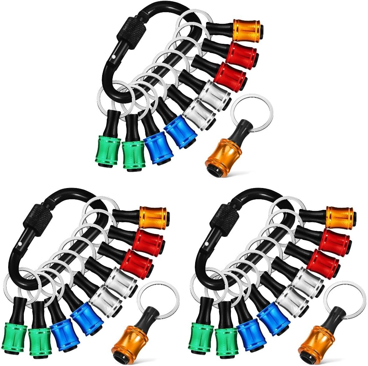 ULTECHNOVO 3sets Drill Bit Holder Extension Bar Portable Keychain Flexible Drill Extensions and Carabiner for Screwdrivers