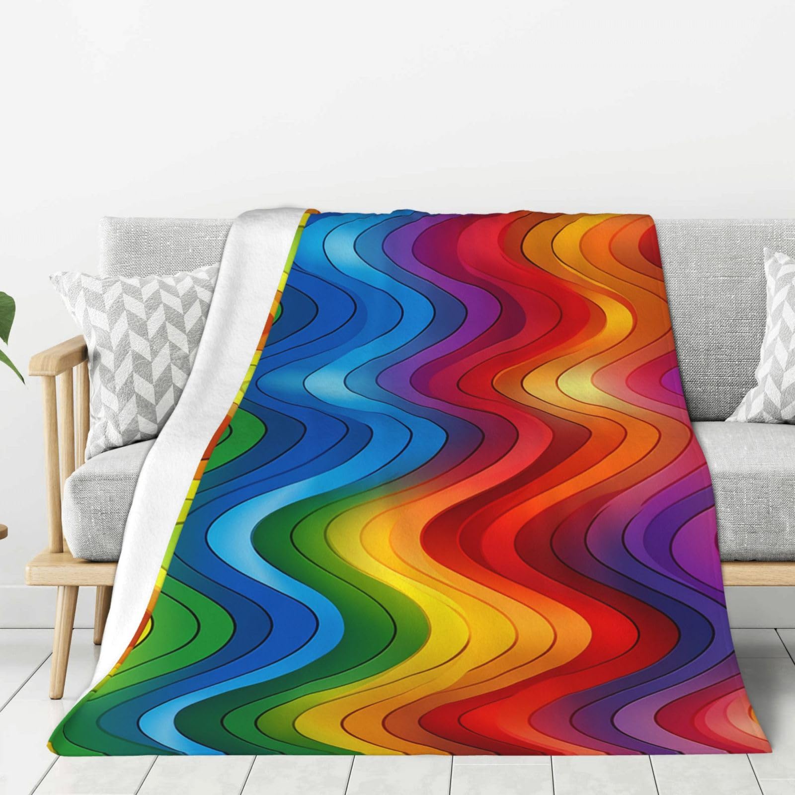 Rainbow Throw Blanket Plush Flannel Fleece Blanket, Soft Lightweight Cozy Blankets 40"X30" for Bed Couch Sofa Travel