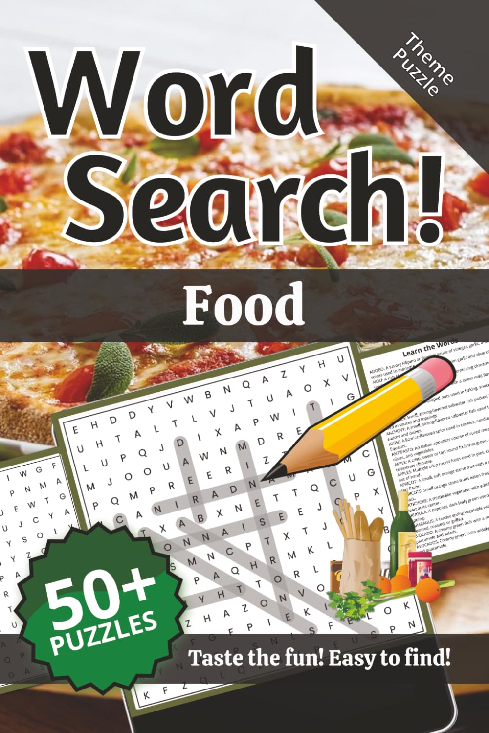 Food Word Search: Words and Definitions of Food: Word Puzzle Book | 110+ pages | 50+ puzzles | 6x9 |Taste the fun! Easy to find! (Learning)
