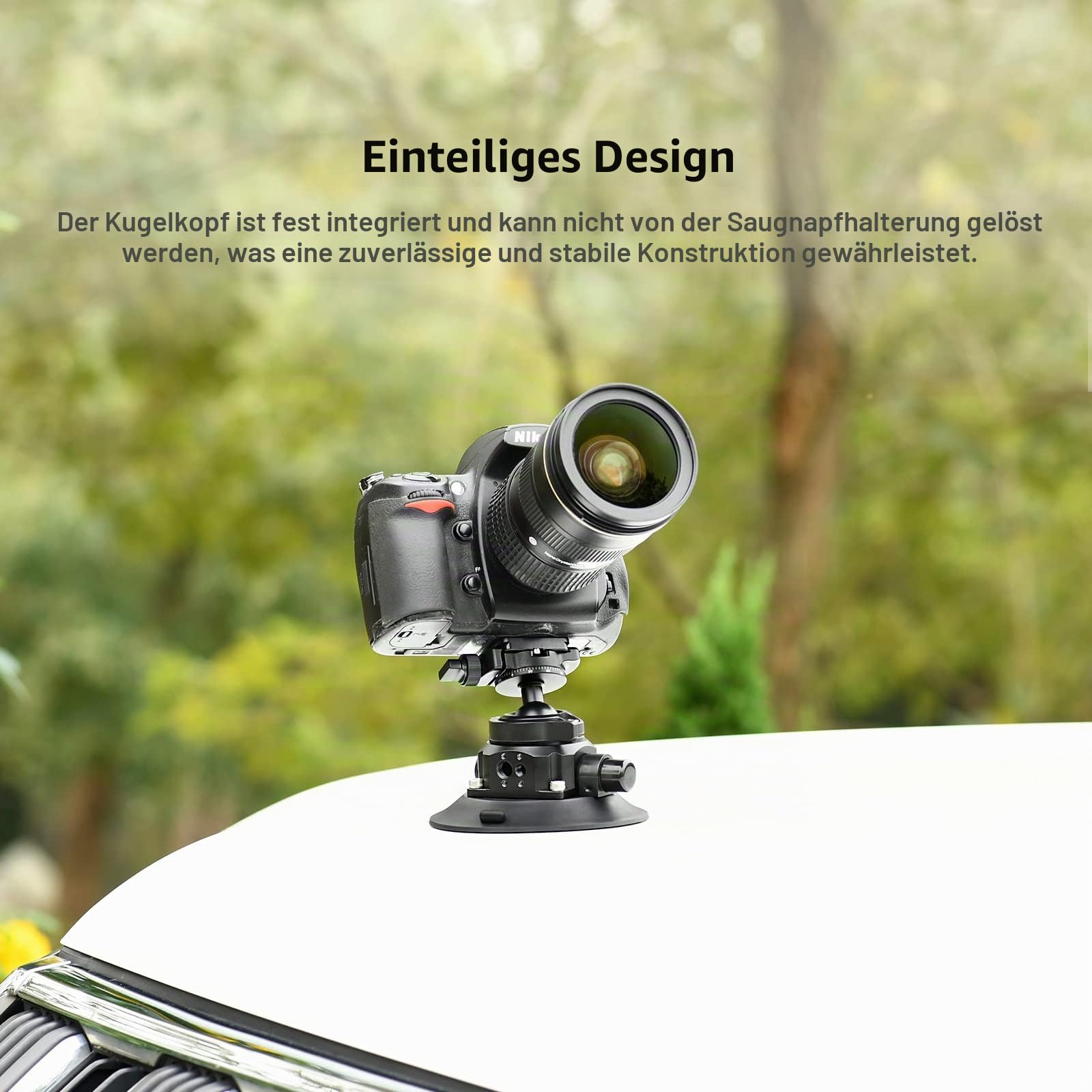 SUNWAYFOTO BS-01 Saugnapfhalterung Kugelkopf für DSLR-Kamera, Handyhalterung, GoPro für Auto, Traglast 10 kg