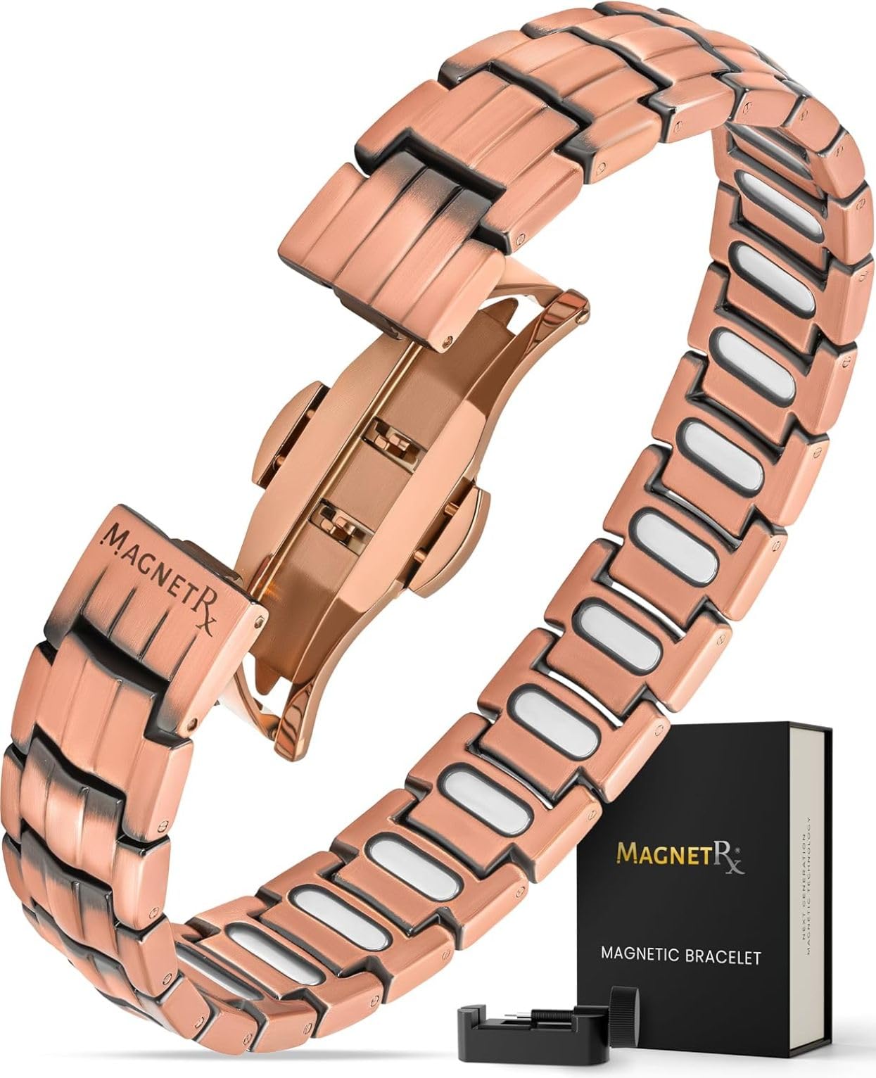MagnetRX EllipseMAX Magnetisches Kupferarmband für Herren 5.000 Gauss Verstellbares Magnetarmband