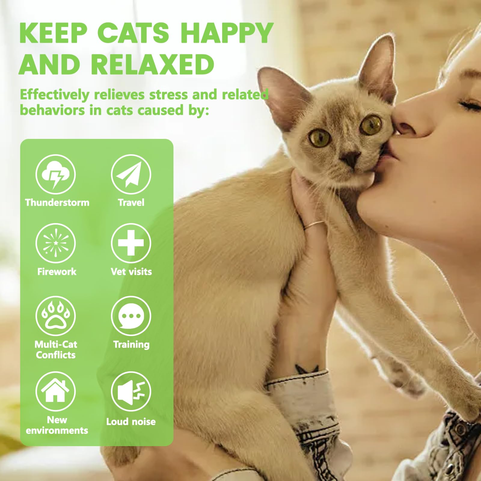 Cat Pheromones Calming Diffuser, 2 in 1 Cat Calming Starter Kit (Diffuser Head + 2pcs 48ml Vial) for 60 Days Use, Enhanced Cat Calming Diffuser Kit for Cat Anxiety Relief - image 7