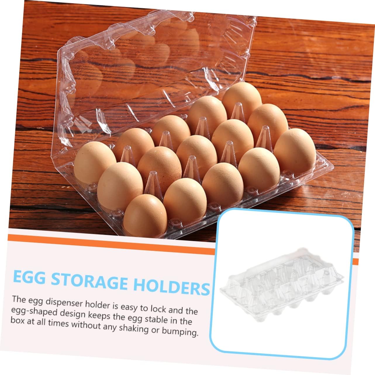 15-Pack PET Egg Holder Trays Portable Egg Storage Plates for Kitchen for Refrigerator