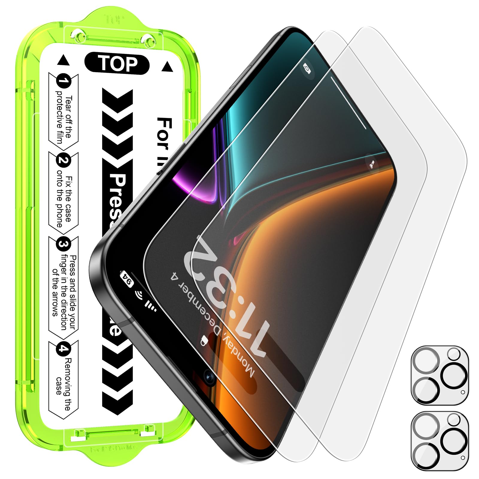 Photo 1 of Esanik [2+2 Pack for iPhone 16 Pro Matte Glass Screen Protector [Auto-alignment] Anti-Glare & Anti-Fingerprint,Anti-Reflection,Bubble Free, Smooth as Silk, 9H Glass Screen Cover