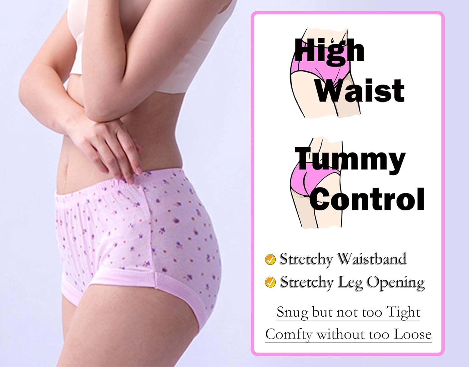 Women's Briefs Underwear Breathable Panties High Waist Ladies Knickers Soft Stretch Underpants 5 pack - Image 4