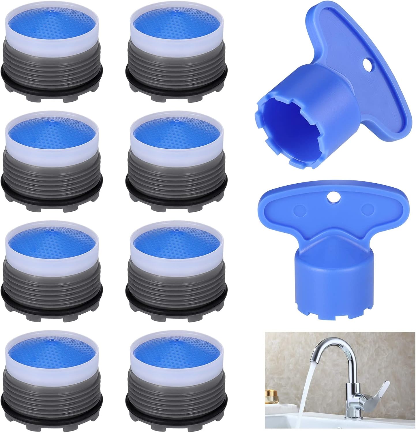 Zocipro 8Pcs Faucet Aerator M18.5, Water Saver Tap Aerator with 2