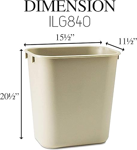 Miniatura 5 de iLIVING ILG807 - Bote de basura comercial de fibra de vidrio resistente al fuego, 7 cuartos de galón o 1.75 galones, color beige