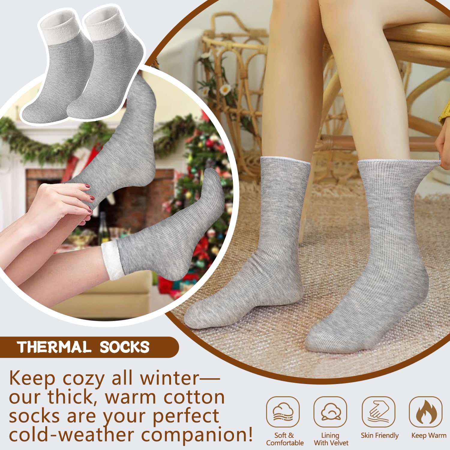 Gorro Bufanda De Punto Guantes Invierno Set, 4pcs Conjunto Esqui Mujer con Guantes Pantalla Táctil y Calcetines Térmicos, Conjunto Gorro Calavera para Mujer Deportes Aire Libre