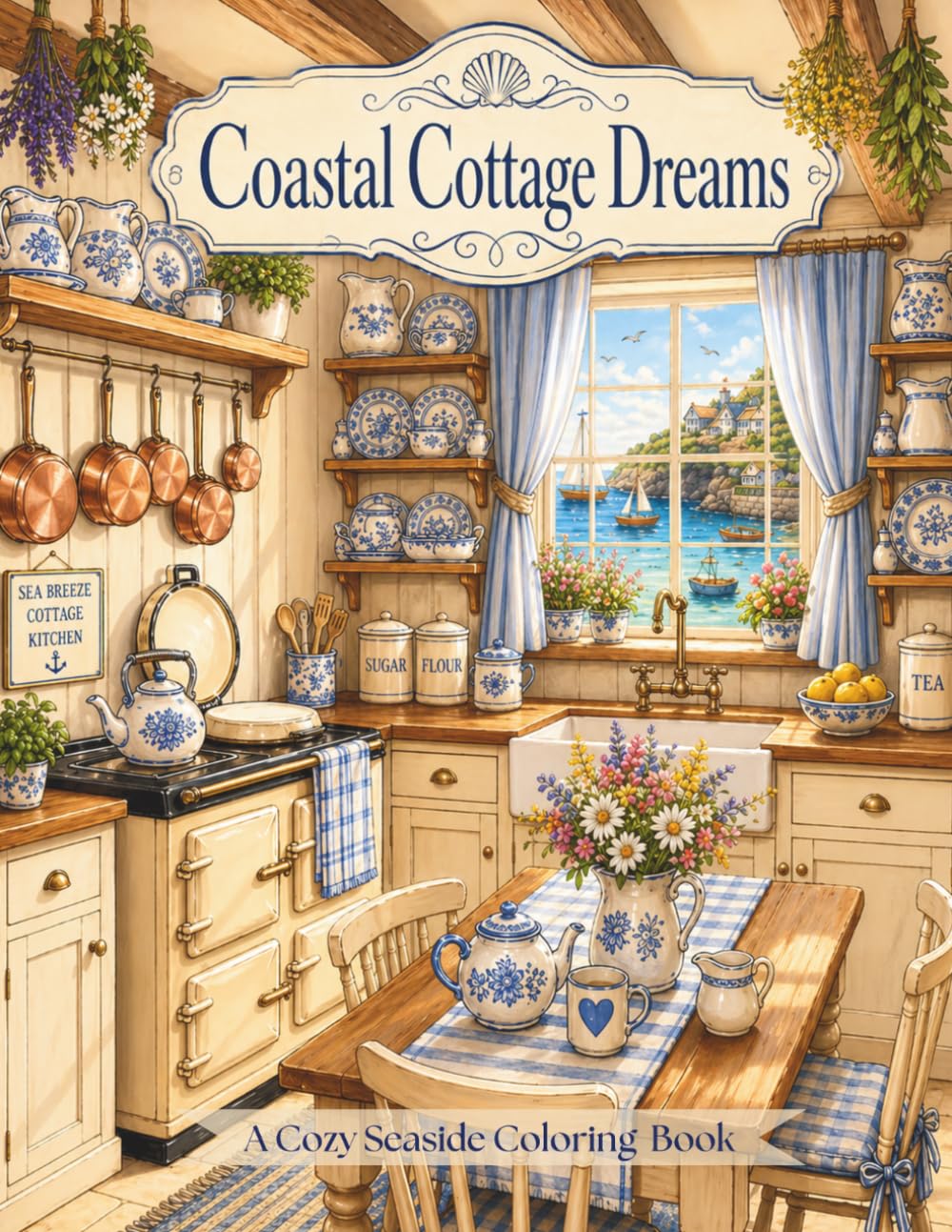 Coastal Cottage Dreams: A Cozy Seaside Coloring Book for Adults