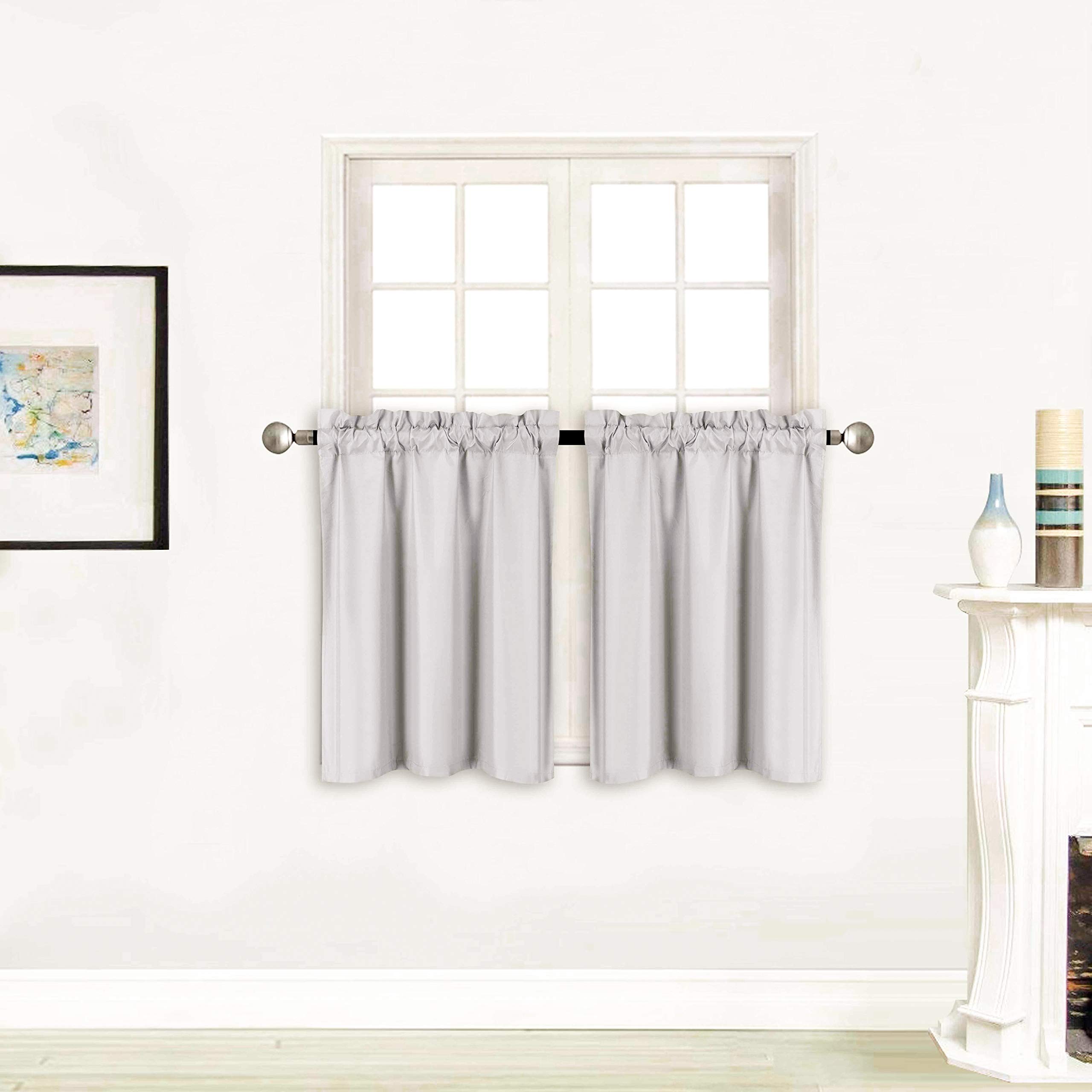 Better Home Style 100% Blackout 2 Tiers Window Curtain Insulated Drapes Short Panels for Kitchen Bathroom Basement RV Camper or Any Small Window M3024