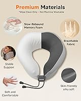 Vista 5 de arboleaf Almohada térmica para el cuello para viajes, almohada de espuma viscoelástica para avión con calefacción por zonas de grafeno, recargable