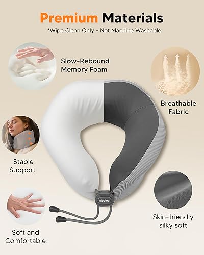 Miniatura 5 de arboleaf Almohada térmica para el cuello para viajes, almohada de espuma viscoelástica para avión con calefacción por zonas de grafeno, recargable