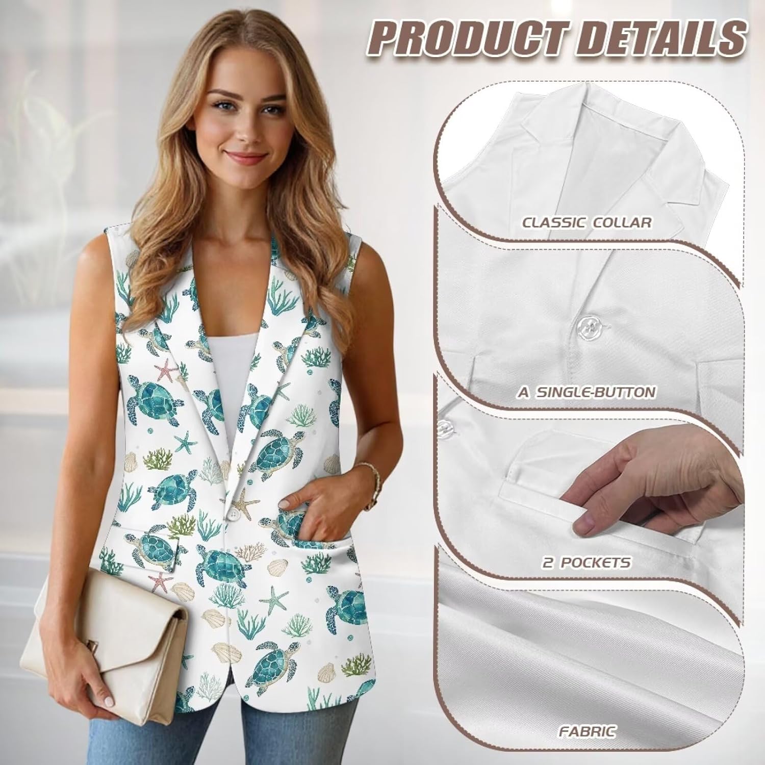Womens Vest Suit V Neck Button Down Sleeveless Business Casual Vest Tops Waistcoat Blazer Dressy Vests