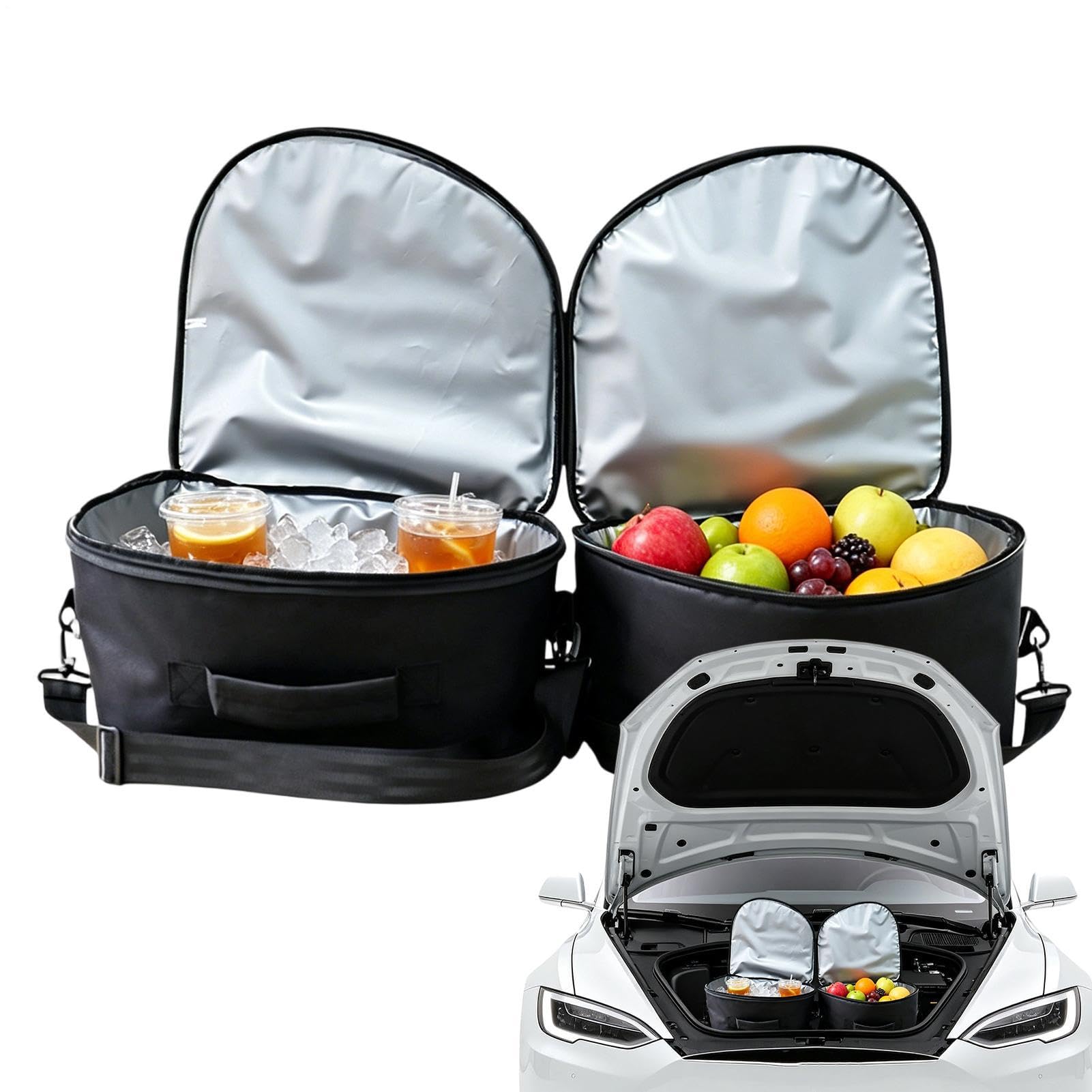 Borsa Frigo da Bagagliaio Anteriore 2 Pezzi Portatile Con Coperchio E | Borsa Frigo Isolante per Uso Quotidiano Campeggio Vacanza Barbecue Lunghi Viaggi Brevi Gite