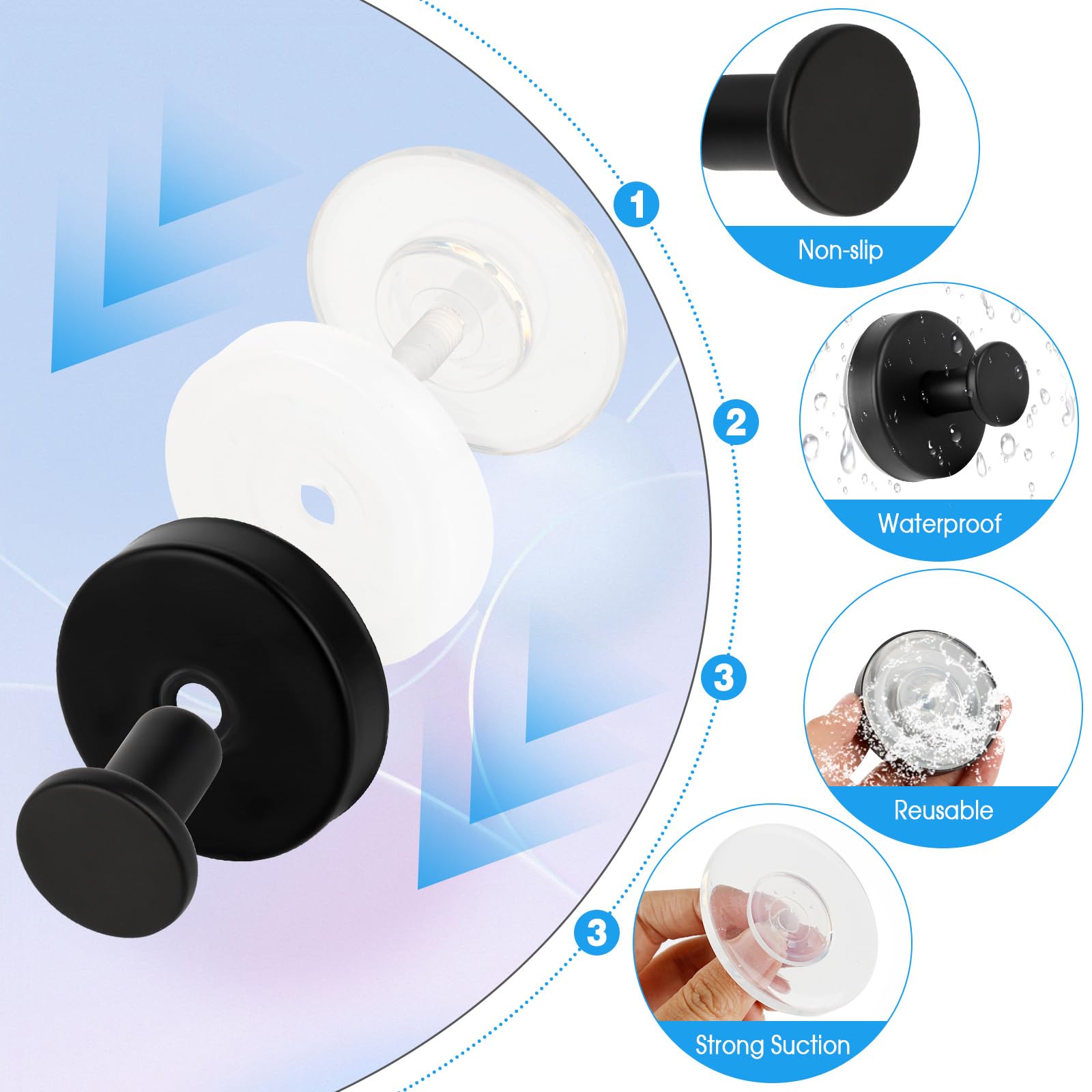 Segus Ganci a Ventosa Super Resistenti, 4 Pezzi Ganci Appendiabit Oro, Appendi Accappatoio Bagno, Porta Asciugamani Ventosa, Senza Foratura, Impermeabile, per Bagno, Hotel