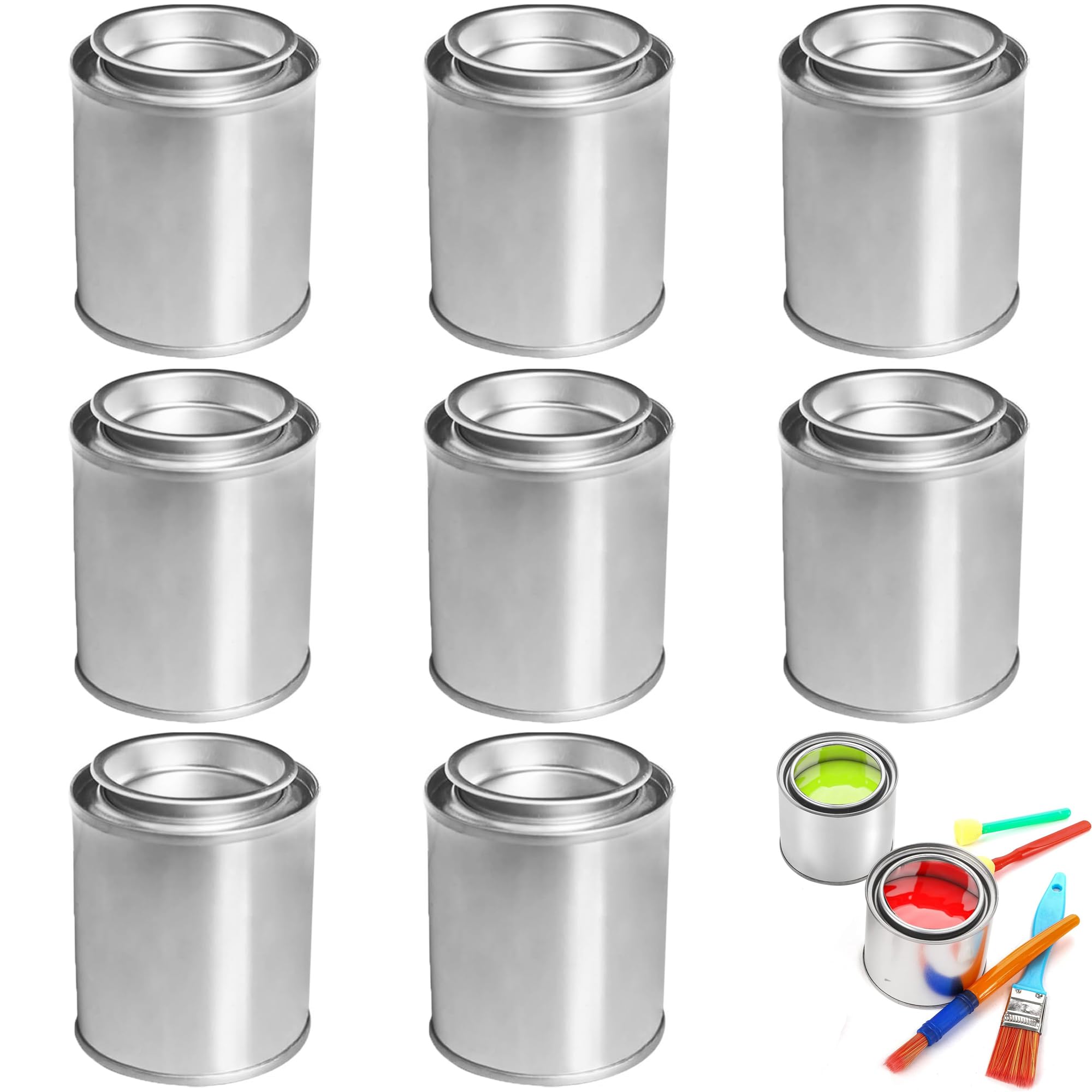 Pots à peinture vides en métal 100ml avec couvercle à pression pour loisirs créatifs