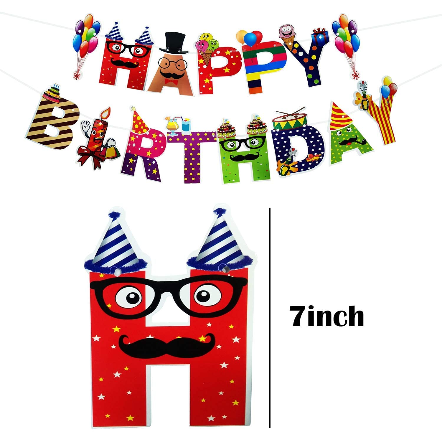 ANG Happy Birthday Letter Banner Multicolor Party Decoration Flag 10 ft, Pack of 1 3