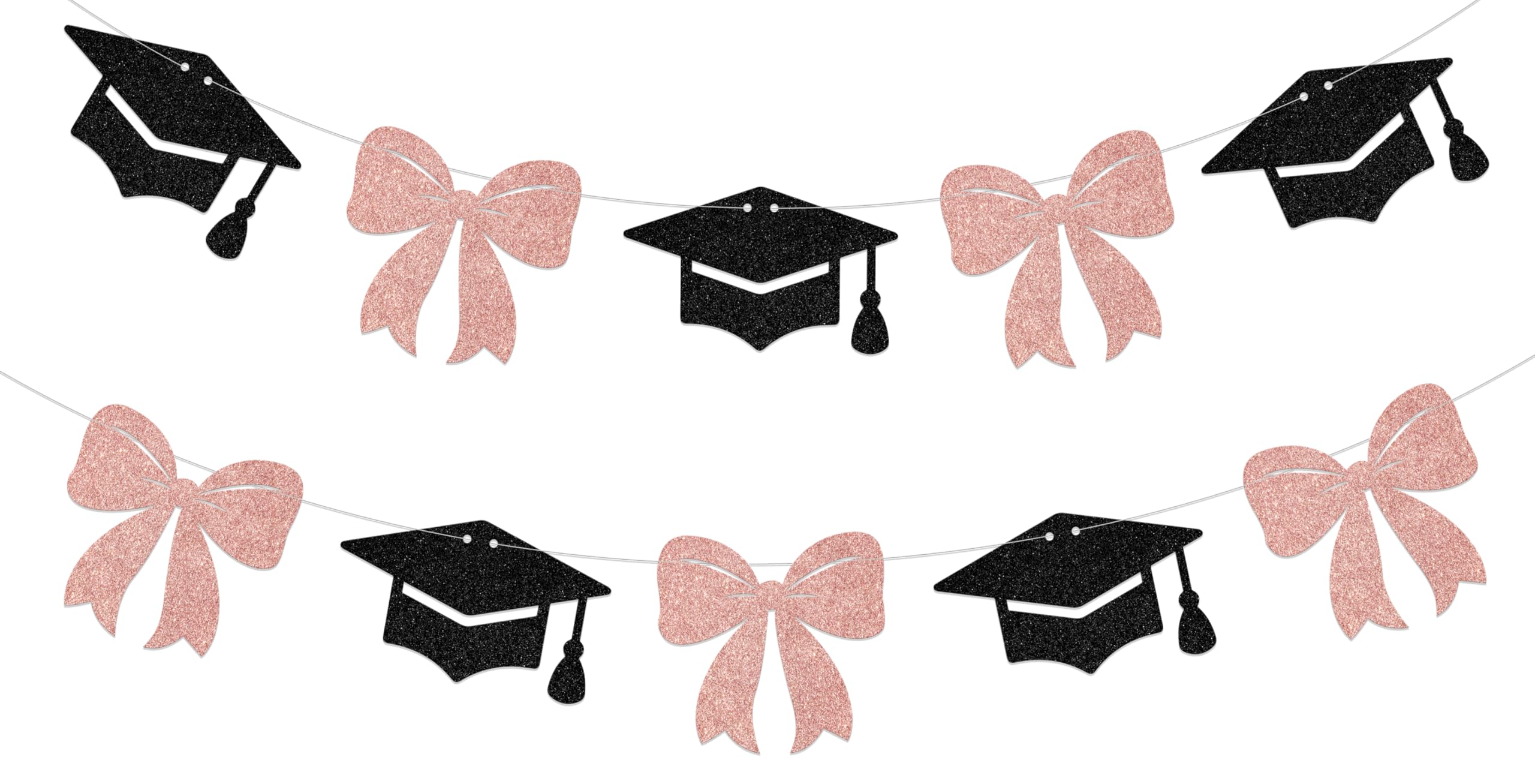 Congrats Grad Party Banner, Class Of 2025 Bow Grad Party Decoration,Graduation Party Supplies Black Rose Gold