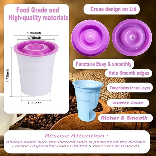 Miniatura 2 de 12 cápsulas desechables K Cups compatibles con Keurig 1.0and2.0, cápsulas de café rellenables para bricolaje, filtro de café vacío, cápsulas de té