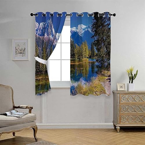 Miniatura 3 de Cortinas para Cocina - Divisores de cortina para puerta de montaña, 55 pulgadas de ancho por 55 pulgadas de largo, 2 paneles