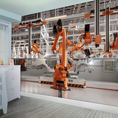 Miniatura 4 de Papel tapiz de línea 3D con brazos robóticos, piezas de soldadura, despegar y pegar, autoadhesivo, extraíble, mural de pared, adhesivo adhesivo para