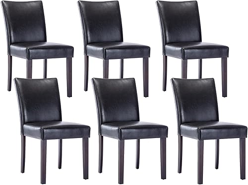 Miniatura 17 de Watson & Whitely Juego de 6 Sillas de Comedor Tapizadas, Sillas de Comedor de Tela sin Brazos con Patas de Madera Maciza y Respaldo para Cocina,