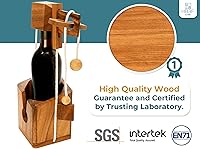 Vista 3 de BSIRI Rompecabezas de botella de vino - Desafiante soporte de botella de vino de madera 3D y juego de rompecabezas de bloqueo de vino para adultos.